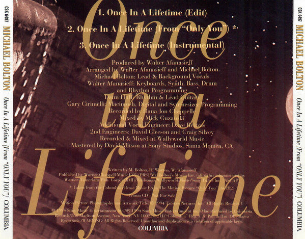 Michael Bolton : Once In A Lifetime (CD, Single, Promo)