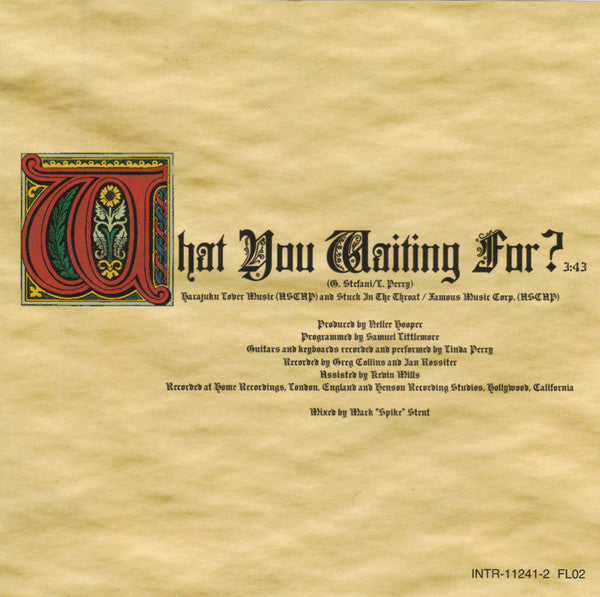 Gwen Stefani : What You Waiting For? (CD, Single, Promo)