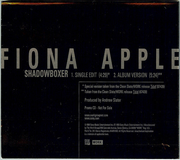 Fiona Apple : Shadowboxer (CD, Single, Promo)