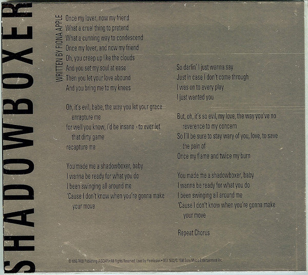 Fiona Apple : Shadowboxer (CD, Single, Promo)