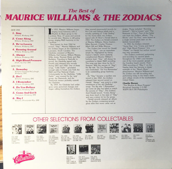 Maurice Williams & The Zodiacs : The Best Of Maurice Williams & The Zodiacs (LP, Comp)