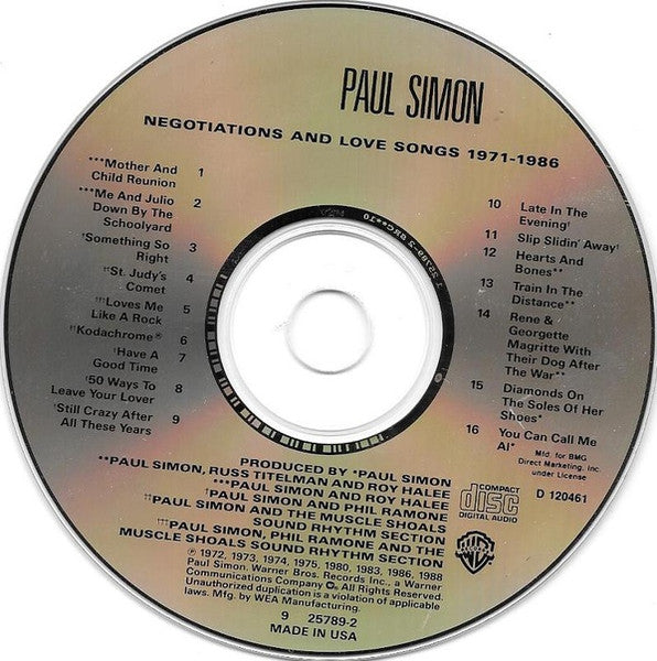 Paul Simon : Negotiations And Love Songs (1971-1986) (CD, Comp, Club, RE)