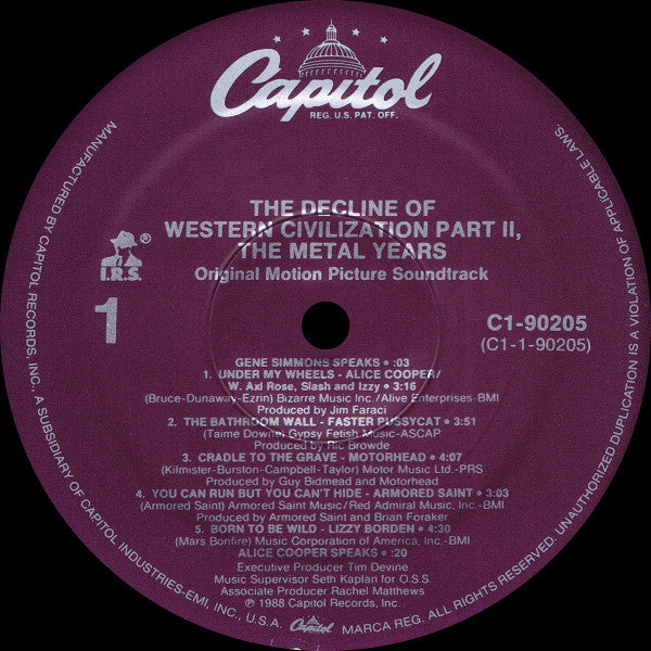 Various : The Decline Of Western Civilization Part II: The Metal Years (Original Motion Picture Soundtrack) (LP, Comp)