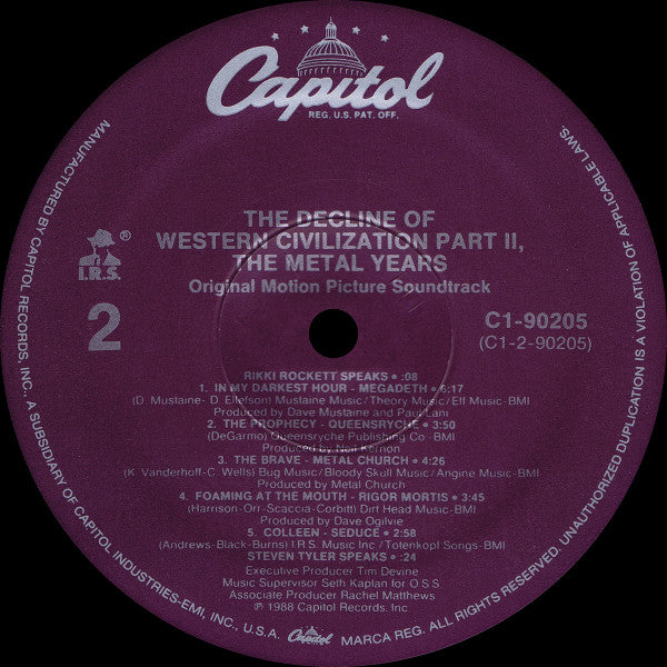 Various : The Decline Of Western Civilization Part II: The Metal Years (Original Motion Picture Soundtrack) (LP, Comp)