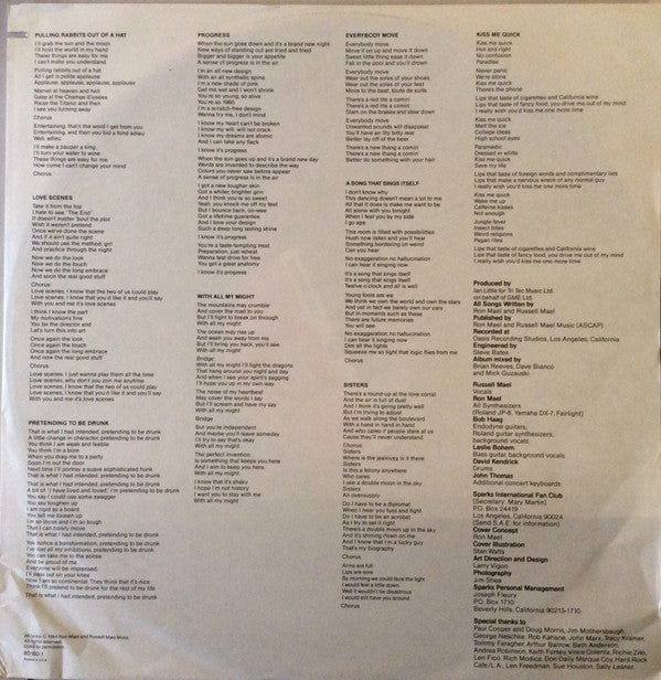 Sparks : Pulling Rabbits Out Of A Hat (LP, Album, AR-)