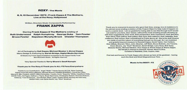 Frank Zappa / The Mothers : Roxy - The Movie (DVD-V, Album, NTSC + CD, Album)