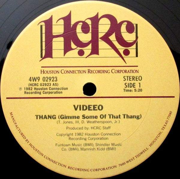 Videeo : Thang (Gimme Some Of That Thang) (12", Single)