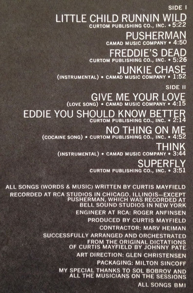 Curtis Mayfield : Super Fly (LP, Album, RP, Die)