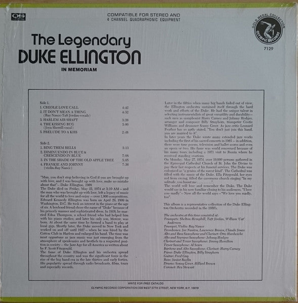Duke Ellington : The Legendary Duke Elington (In Memoriam) (LP, Album)