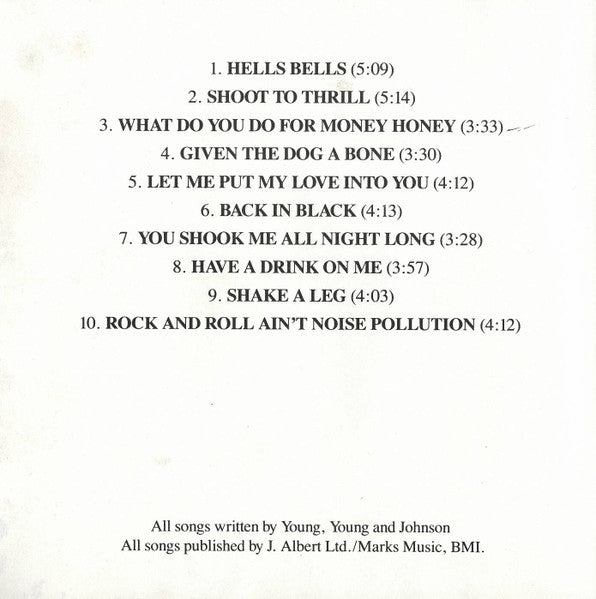 AC/DC : Back In Black (CD, Album, Club, RE, SRC)