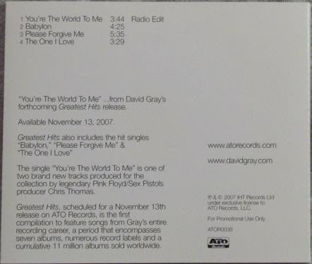 David Gray : You're The World To Me (CD, Single, Promo)