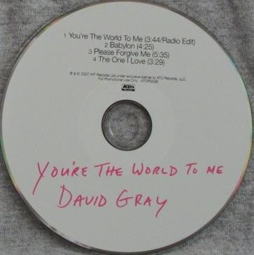 David Gray : You're The World To Me (CD, Single, Promo)