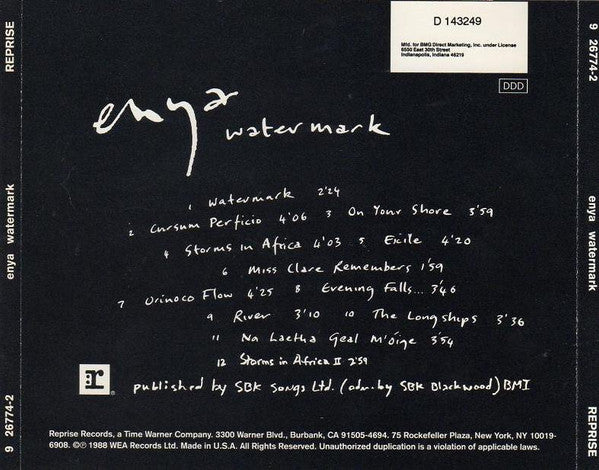Enya : Watermark (CD, Album, Club, RE)