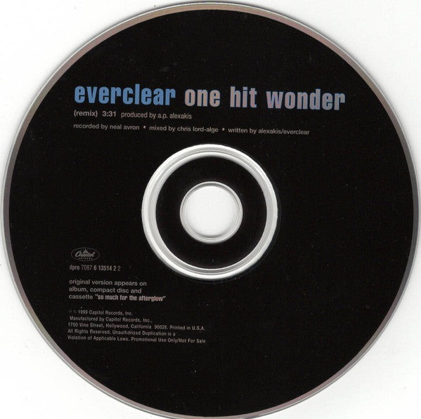 Everclear : One Hit Wonder (CD, Single, Promo)