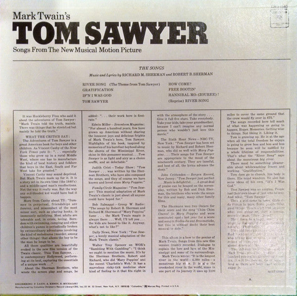 The Riverboaters, Jim Timmens And Orchestra : Mark Twain's Tom Sawyer Songs From The New Musical Motion Picture (LP)