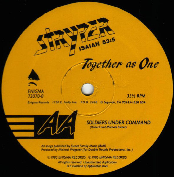 Stryper : Together As One (12", Single)
