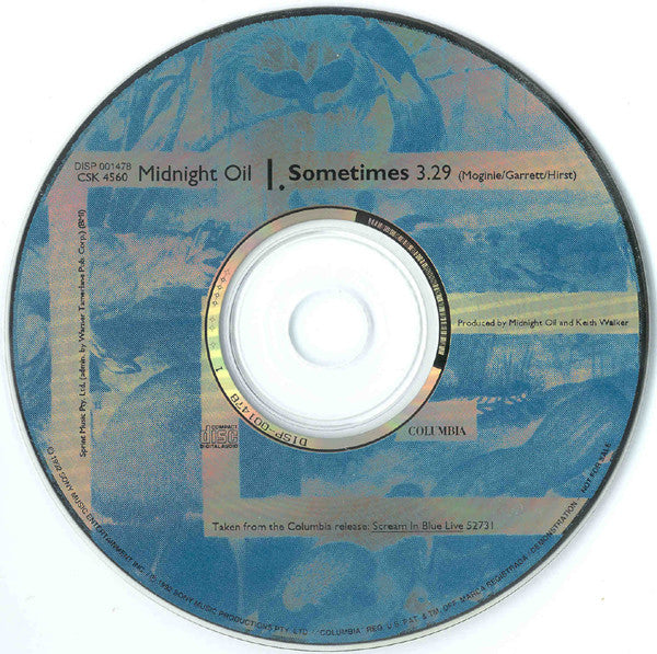 Midnight Oil : Sometimes (CD, Single, Promo, car)