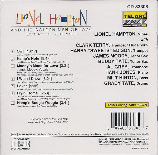 Lionel Hampton And The Golden Men Of Jazz : Live At The Blue Note (CD, Album)