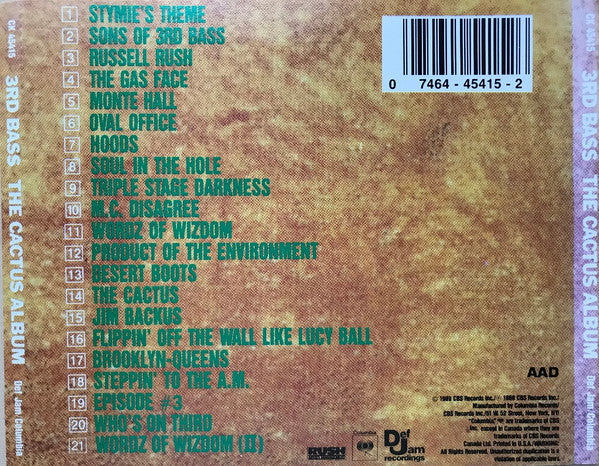 3rd Bass : The Cactus Cee/D (The Cactus Album) (CD, Album, DAD)