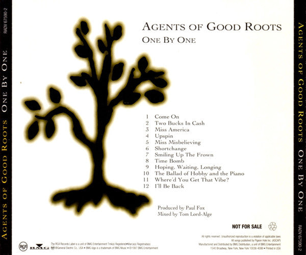 Agents Of Good Roots : One By One (CD, Advance, Album, Promo)