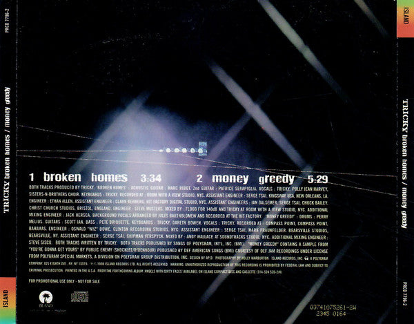 Tricky Featuring PJ Harvey : Broken Homes / Money Greedy (CD, Single, Promo)