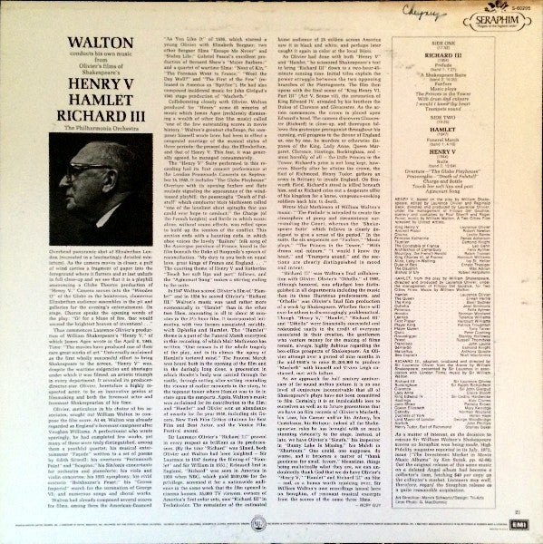 Sir William Walton, Philharmonia Orchestra : Sir William Walton Conducts His Great Film Music (Henry V / Hamlet / Richard III) (LP, RE)