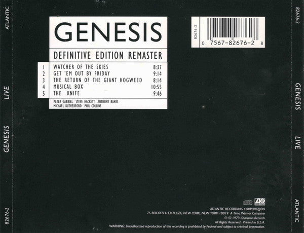 Genesis : Live (CD, Album, RE, RM)