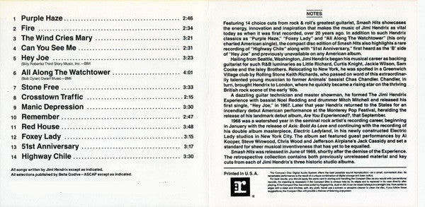 The Jimi Hendrix Experience : Smash Hits (CD, Comp, RE)