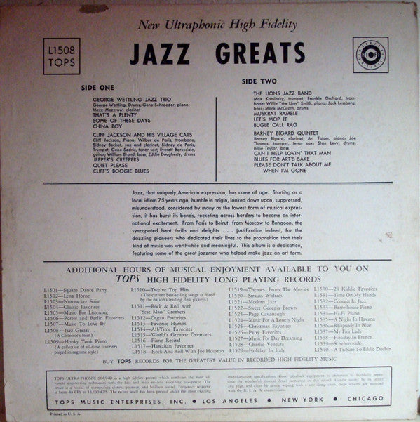 Various : Jazz Greats (LP, Album)