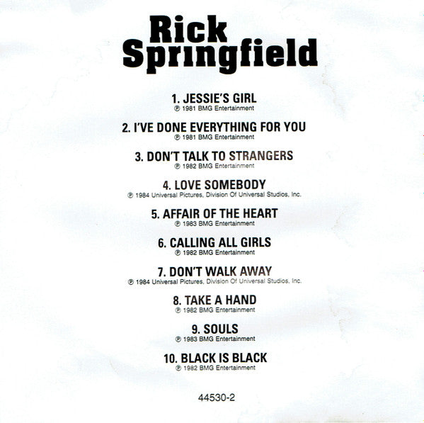 Rick Springfield : The Encore Collection (CD, Comp)