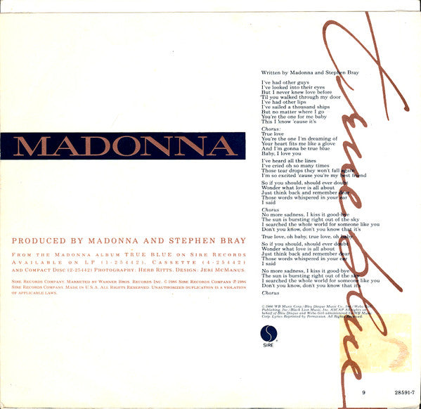 Madonna : True Blue (7", Single, SRC)