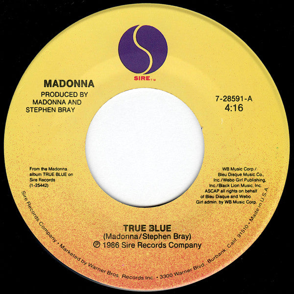 Madonna : True Blue (7", Single, SRC)