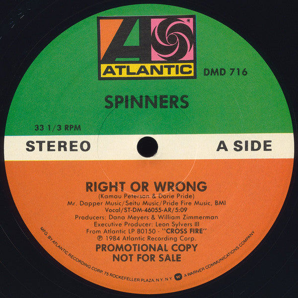 Spinners : Right Or Wrong (12", Maxi, Promo)