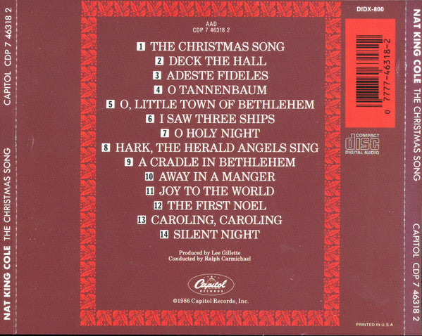 Nat King Cole : The Christmas Song (CD, Album, RE, RM)