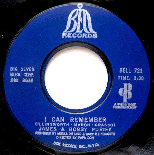 James & Bobby Purify : I Can Remember / I Was Born To Lose Out (7", Single, Styrene, Blu)