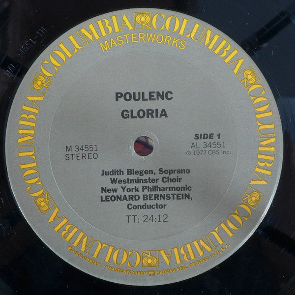 Leonard Bernstein, Francis Poulenc, Judith Blegen, Westminster Symphonic Choir, New York Philharmonic / Igor Stravinsky, English Bach Festival Chorus, London Symphony Orchestra : Gloria / Symphony Of Psalms (LP, Album)