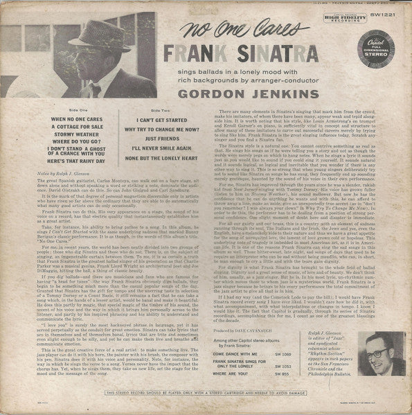 Frank Sinatra : No One Cares (LP, Album, RCA)