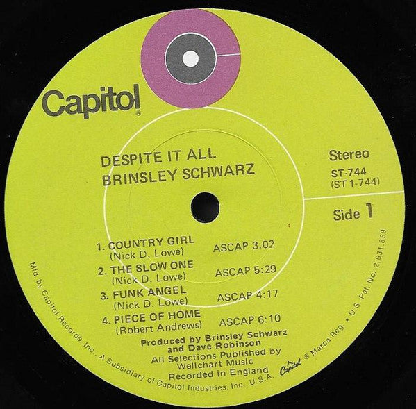 Brinsley Schwarz : Despite It All (LP, Album, Jac)
