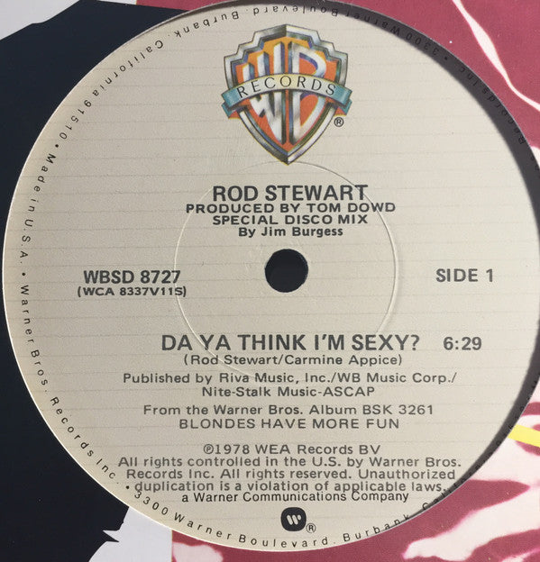 Rod Stewart : Da Ya Think I'm Sexy? (Special Disco Mix) (12")