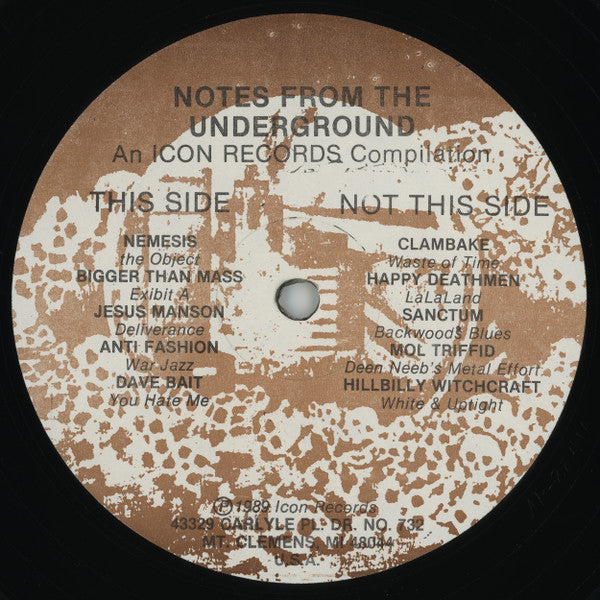 Various : Notes From The Underground: An Icon Records Compilation (LP, Comp)