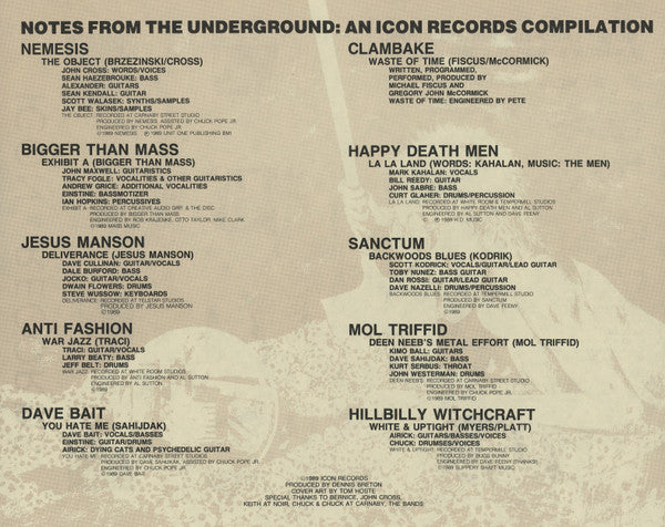 Various : Notes From The Underground: An Icon Records Compilation (LP, Comp)