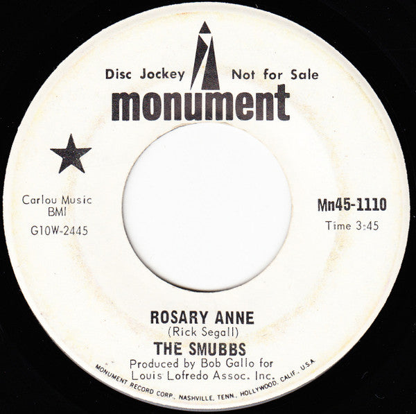 The Smubbs : Rosary Anne / Mr. Open Minded (7", Single, Promo)