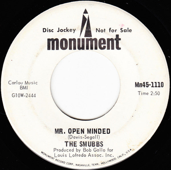 The Smubbs : Rosary Anne / Mr. Open Minded (7", Single, Promo)
