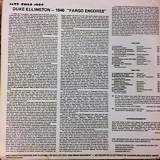 Duke Ellington And His Orchestra : 1940 "Fargo Encores" (LP, Mono)