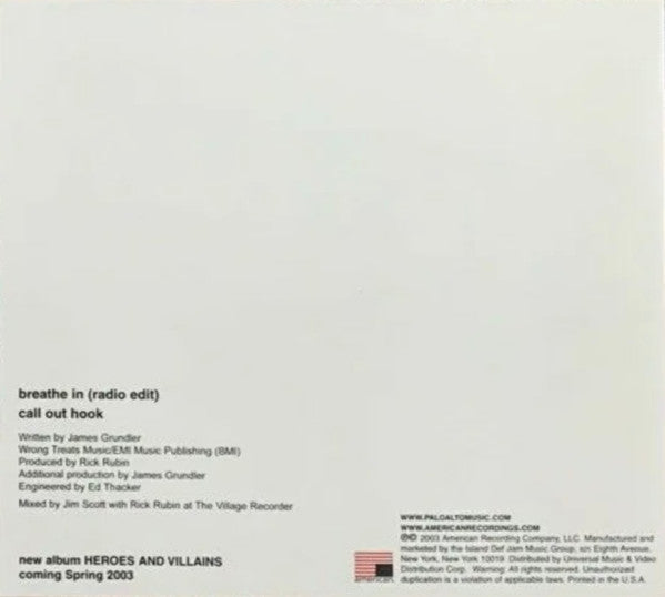 Paloalto : Breathe In (CD, Single, Promo)