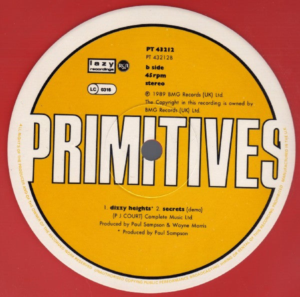 The Primitives : Secrets (12", Single, Red)
