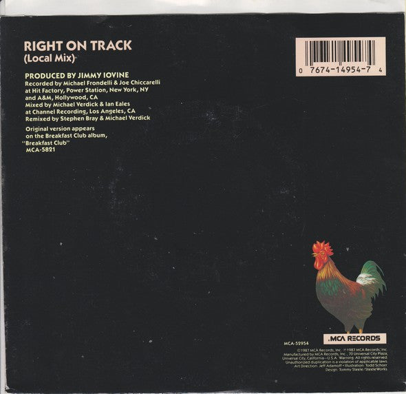 Breakfast Club : Right On Track (7", Single, Pic)
