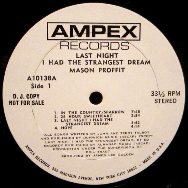 Mason Proffit : Last Night I Had The Strangest Dream (LP, Album, Promo)