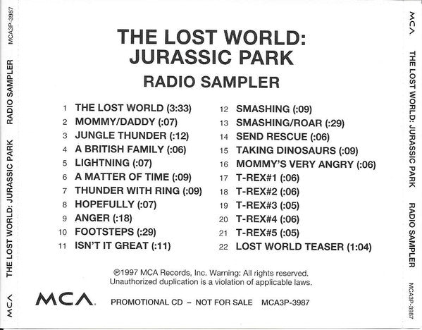 John Williams (4) : The Lost World: Jurassic Park Radio Sampler (CD, Promo, Smplr)