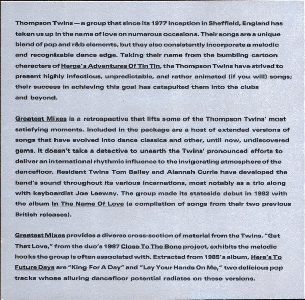 Thompson Twins : The Best Of Thompson Twins / Greatest Mixes (CD, Comp, Club, RE)